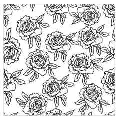 Line Art Black And White Rose Large Satin Scarf (square) by MintanArt