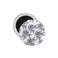 Line Art Black And White Rose 1 75  Magnets