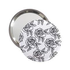 Line Art Black And White Rose 2 25  Handbag Mirrors