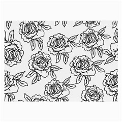 Line Art Black And White Rose Large Glasses Cloth (2 Sides) by MintanArt