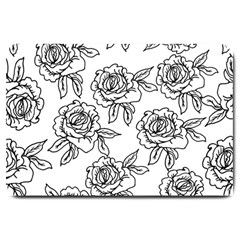 Line Art Black And White Rose Large Doormat 