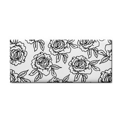 Line Art Black And White Rose Hand Towel