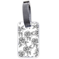 Line Art Black And White Rose Luggage Tag (two Sides)