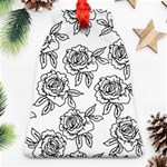 Line Art Black And White Rose Bell Ornament (Two Sides) Front