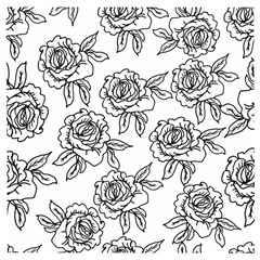 Line Art Black And White Rose Wooden Puzzle Square