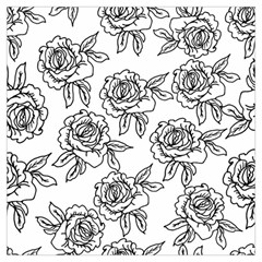 Line Art Black And White Rose Long Sheer Chiffon Scarf  by MintanArt