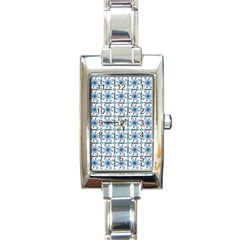 Blue Floral Pattern Rectangle Italian Charm Watch