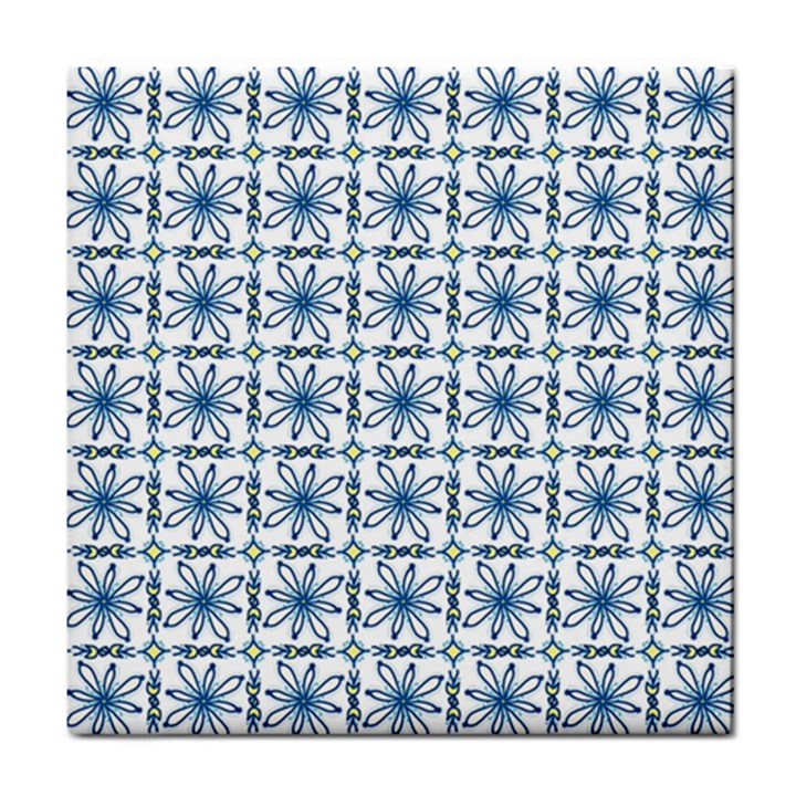 Blue floral pattern Tile Coaster