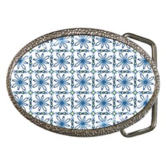 Blue Floral Pattern Belt Buckles