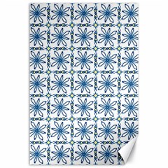 Blue Floral Pattern Canvas 24  X 36 