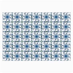 Blue Floral Pattern Large Glasses Cloth (2 Sides) by MintanArt