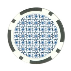 Blue Floral Pattern Poker Chip Card Guard by MintanArt