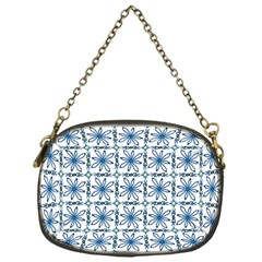 Blue Floral Pattern Chain Purse (one Side)