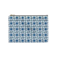 Blue Floral Pattern Cosmetic Bag (medium) by MintanArt