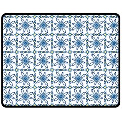 Blue Floral Pattern Fleece Blanket (medium)  by MintanArt