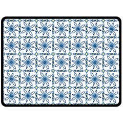 Blue Floral Pattern Double Sided Fleece Blanket (large)  by MintanArt