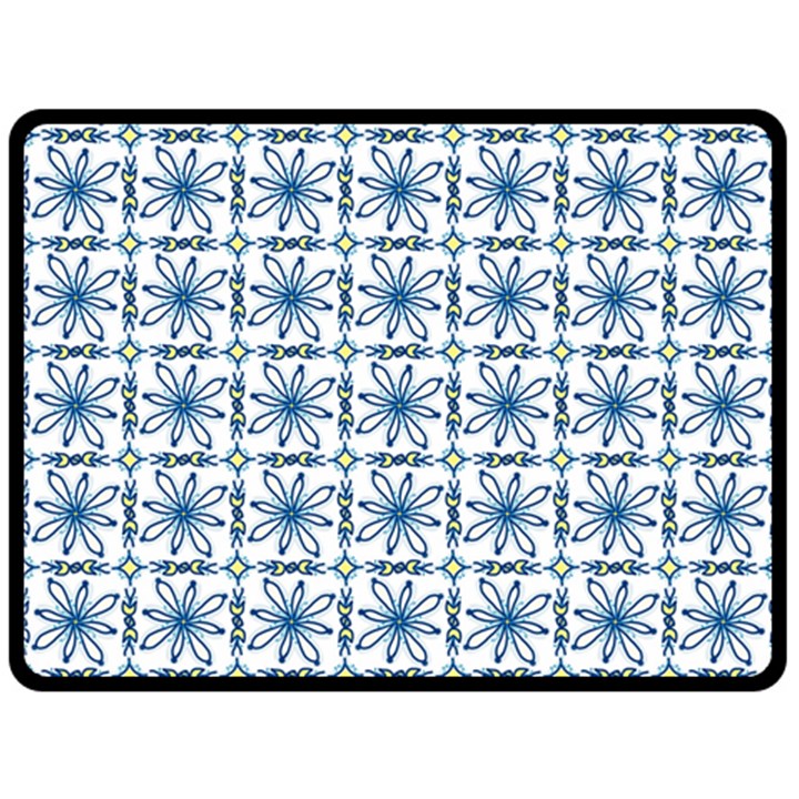 Blue floral pattern Double Sided Fleece Blanket (Large) 