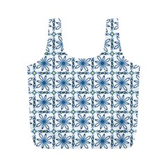 Blue Floral Pattern Full Print Recycle Bag (m) by MintanArt