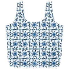 Blue Floral Pattern Full Print Recycle Bag (xl) by MintanArt