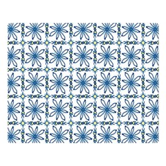 Blue Floral Pattern Double Sided Flano Blanket (large)  by MintanArt