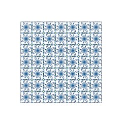 Blue Floral Pattern Satin Bandana Scarf