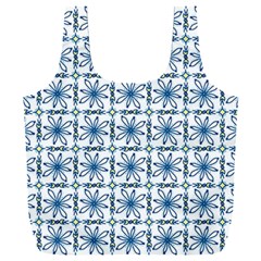 Blue Floral Pattern Full Print Recycle Bag (xxxl) by MintanArt