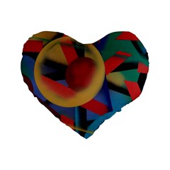 Kaleidoscope 2 Standard 16  Premium Heart Shape Cushions by WILLBIRDWELL