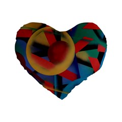 Kaleidoscope 2 Standard 16  Premium Flano Heart Shape Cushions by WILLBIRDWELL