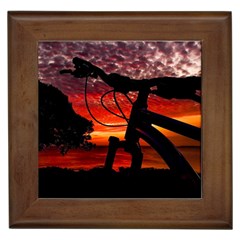 Mountain Bike Parked At Waterfront Park003 Framed Tile by dflcprintsclothing