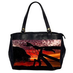 Mountain Bike Parked At Waterfront Park003 Oversize Office Handbag (2 Sides) by dflcprintsclothing