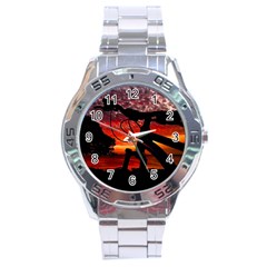 Mountain Bike Parked At Waterfront Park003 Stainless Steel Analogue Watch by dflcprintsclothing