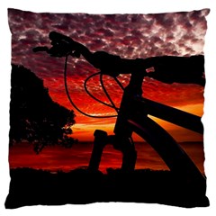 Mountain Bike Parked At Waterfront Park003 Large Cushion Case (two Sides) by dflcprintsclothing