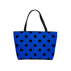 Large Black Polka Dots On Absolute Zero Blue - Classic Shoulder Handbag by FashionLane