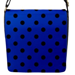 Large Black Polka Dots On Absolute Zero Blue - Flap Closure Messenger Bag (s) by FashionLane