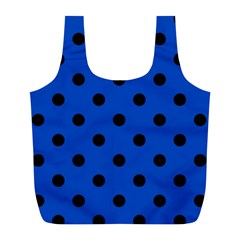 Large Black Polka Dots On Absolute Zero Blue - Full Print Recycle Bag (l) by FashionLane