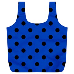 Large Black Polka Dots On Absolute Zero Blue - Full Print Recycle Bag (xl) by FashionLane