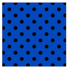 Large Black Polka Dots On Absolute Zero Blue - Large Satin Scarf (square) by FashionLane