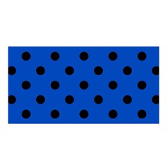 Large Black Polka Dots On Absolute Zero Blue - Satin Shawl by FashionLane