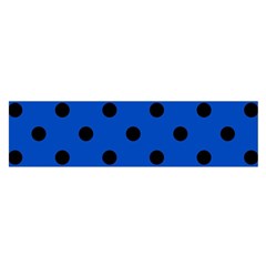 Large Black Polka Dots On Absolute Zero Blue - Satin Scarf (oblong) by FashionLane