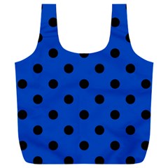 Large Black Polka Dots On Absolute Zero Blue - Full Print Recycle Bag (xxl) by FashionLane