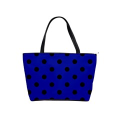 Large Black Polka Dots On Admiral Blue - Classic Shoulder Handbag by FashionLane