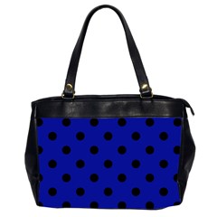 Large Black Polka Dots On Admiral Blue - Oversize Office Handbag (2 Sides) by FashionLane