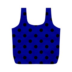 Large Black Polka Dots On Admiral Blue - Full Print Recycle Bag (m) by FashionLane