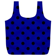 Large Black Polka Dots On Admiral Blue - Full Print Recycle Bag (xl) by FashionLane