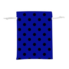 Large Black Polka Dots On Admiral Blue - Lightweight Drawstring Pouch (l) by FashionLane