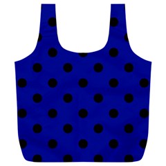 Large Black Polka Dots On Admiral Blue - Full Print Recycle Bag (xxxl) by FashionLane