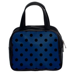 Large Black Polka Dots On Aegean Blue - Classic Handbag (two Sides)