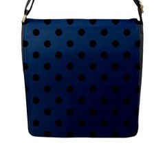 Large Black Polka Dots On Aegean Blue - Flap Closure Messenger Bag (L)