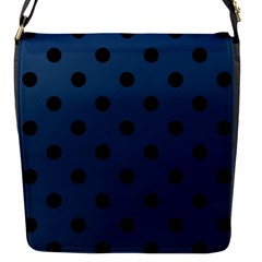 Large Black Polka Dots On Aegean Blue - Flap Closure Messenger Bag (S)