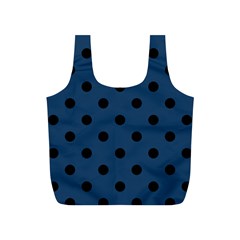 Large Black Polka Dots On Aegean Blue - Full Print Recycle Bag (S)